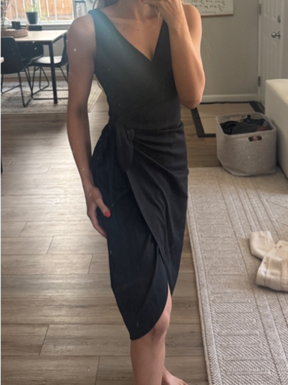 H&M Black Wrap-Style Midi Dress